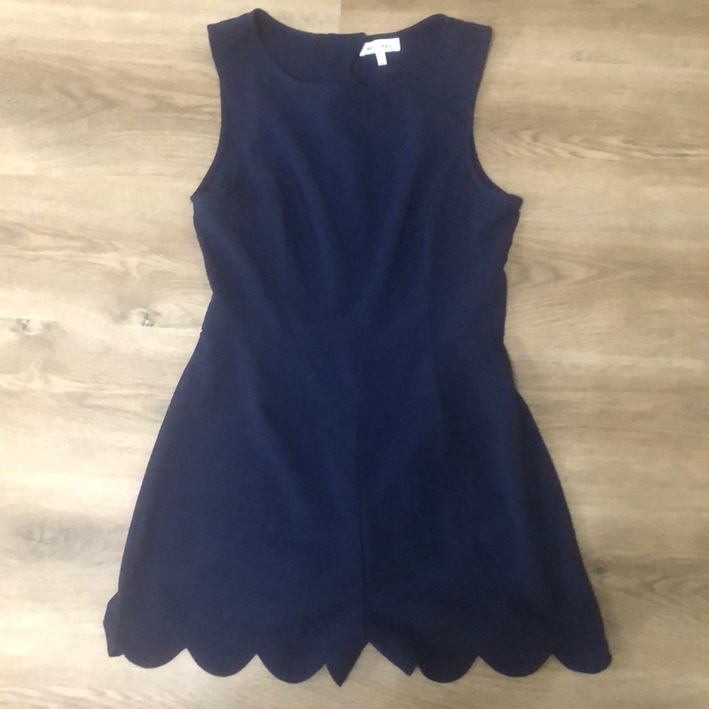 Navy Scalloped hem romper